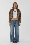 Brooke Cropped Faux Fur Jacket, LEOPARD - alternate image 3