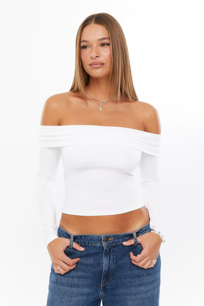 Soft Debbie Off The Shoulder Top, WINTER WHITE