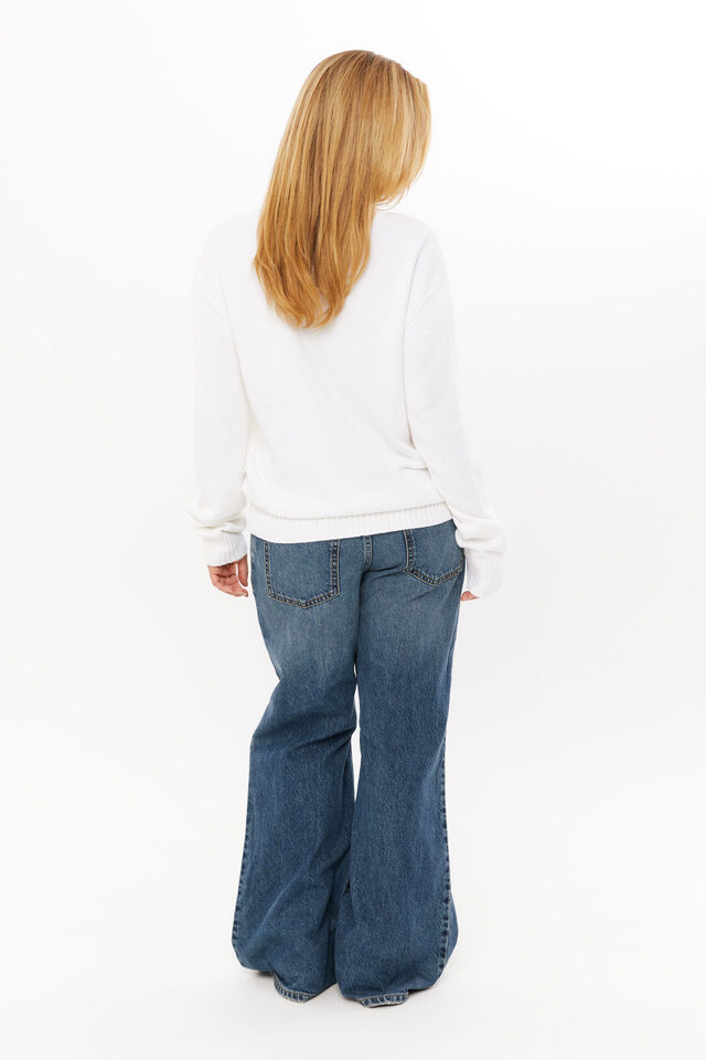 Bambie Crew Jumper, WINTER WHITE/CHEETAH STAR