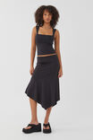 Luxe Asymmetrical Midi Skirt, BLACK - alternate image 4