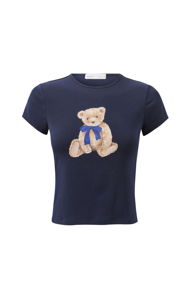 Teddy Bear Graphic T-Shirt, MIDNIGHT NAVY/TEDDY BEAR