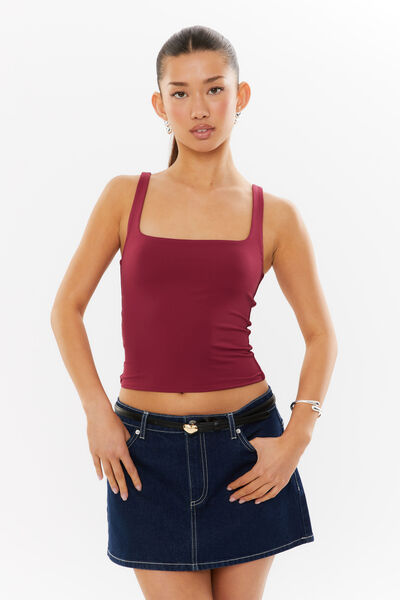 Luxe Square Neck Tank, WILD BERRY
