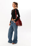Shelby Zip Through Crew Neck Jumper, BLACK - alternate image 5