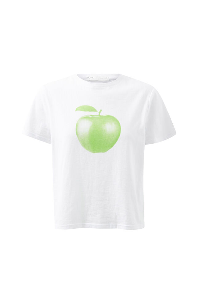 Green Apple Graphic Tee, WHITE/GREEN APPLE
