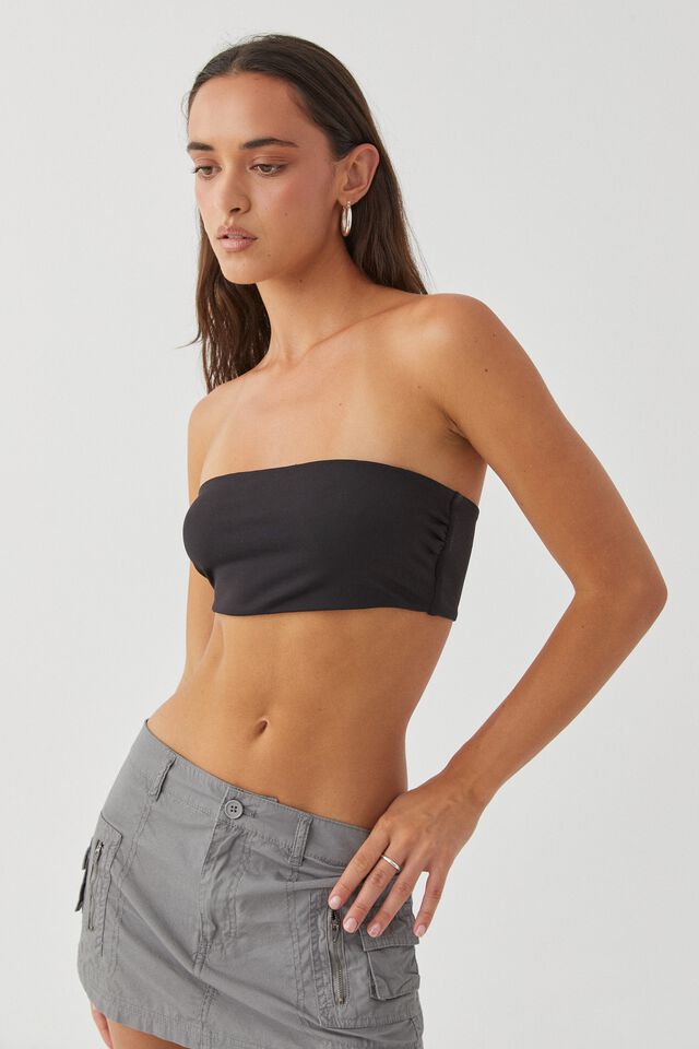 Luxe Cropped Bandeau, BLACK