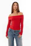 Tahlia Fold Back Knit Top, SCARLET RED - alternate image 1