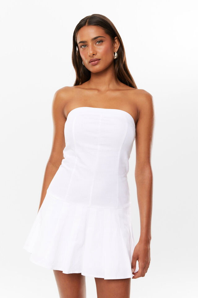 Polly Pleated Mini Dress, SUMMER WHITE