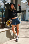 Ashley Pleated Denim Mini Skirt, INDIGO - alternate image 1