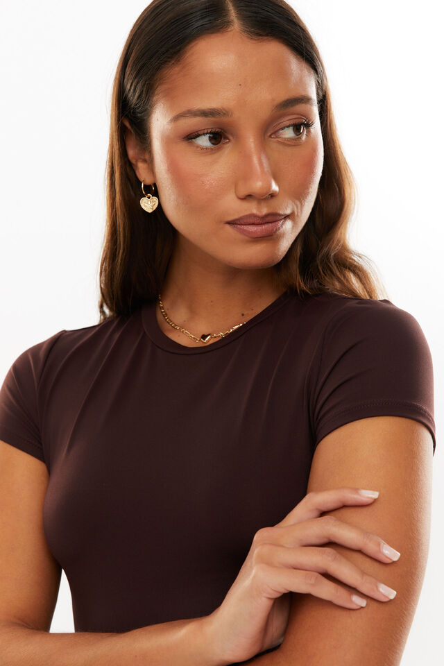 Luxe Longline Tee, CHOC CHERRY