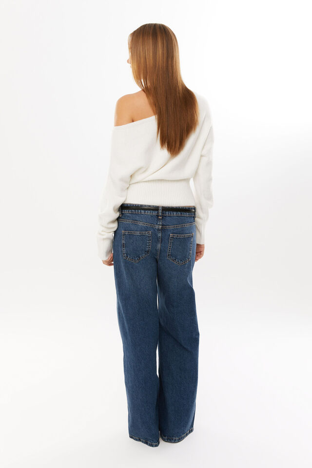 Pippa Off Shoulder Knit Jumper, CLOUD WHITE