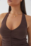 Rami Ruched Halter Top, ESPRESSO BROWN - alternate image 4