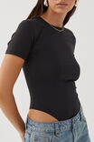 Luxe Short Sleeve Bodysuit, BLACK - alternate image 5