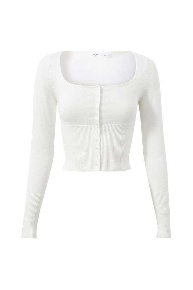 Sofi Square Neck Cardi, MERINGUE WHITE