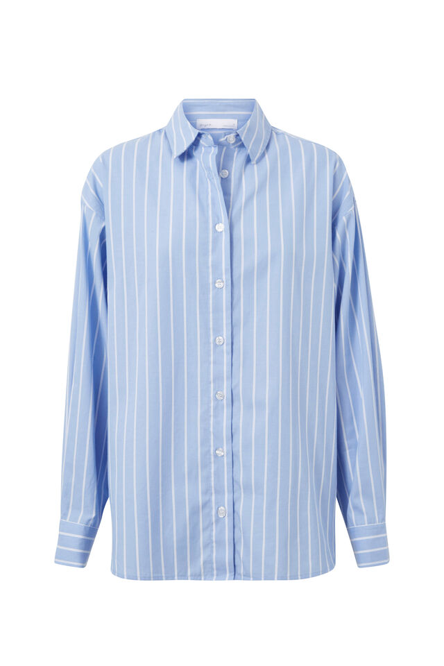 Tatum Oversized Shirt, BLUE STRIPE