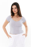 Neve Short Sleeve Off Shoulder Top, GREY MARLE - alternate image 1