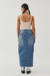 Denim Split Cargo Maxi Skirt, CLASSIC BLUE - alternate image 5