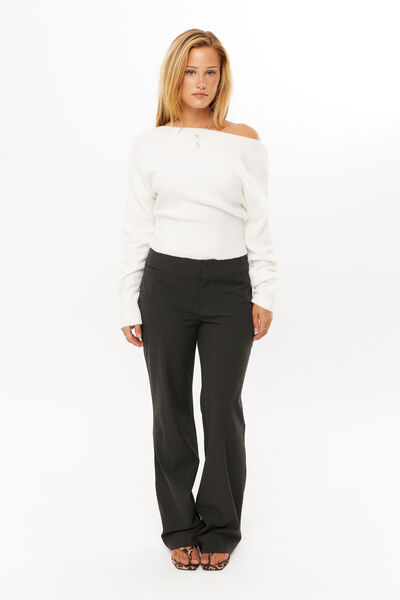 Tessa Tailored Bootleg Pant, DARK SMOKE MARLE