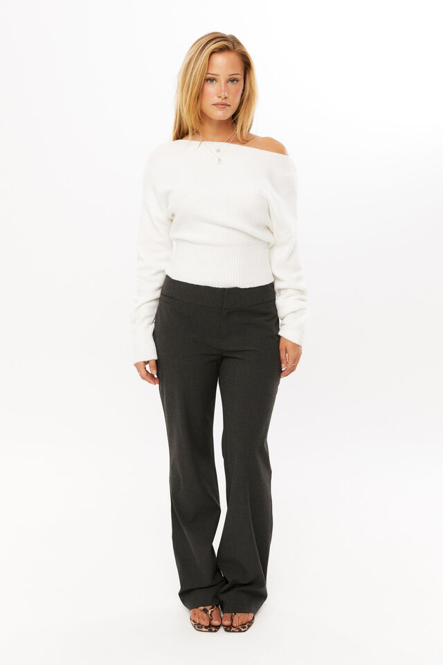 Tessa Tailored Bootleg Pant, DARK SMOKE MARLE