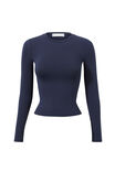 Luxe Long Sleeve Longline Tee, NAVY LEAGUE - alternate image 6