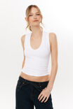 Belle V Neck Tank, WHITE - alternate image 1