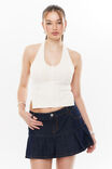 Goldie Cable Knit Halter Vest, CREAMY WHITE - alternate image 1