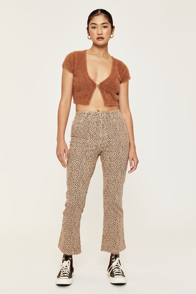 Cropped Stretch Flare Jean, CAMILLE LEOPARD TAUPE