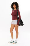 Luxe Long Sleeve Longline Tee, DARK PLUM - alternate image 5