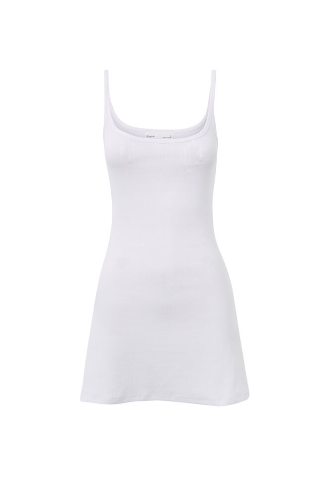 Lulu Scoop Neck Mini Dress, WHITE