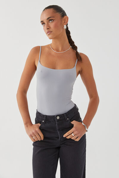 Light Luxe Strappy Bodysuit, PEARL GREY