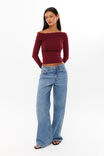 Immy Fold Back Knit Top, RED VELVET - alternate image 2