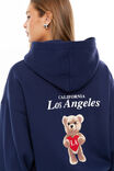 LA Bear Oversized Fleece Hoodie, ROYAL NAVY/LA BEAR - alternate image 2