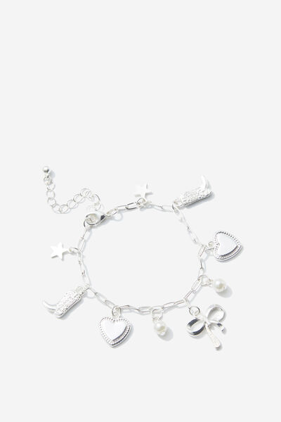 Charm Bracelet, SILVER/MIXED CHARMS