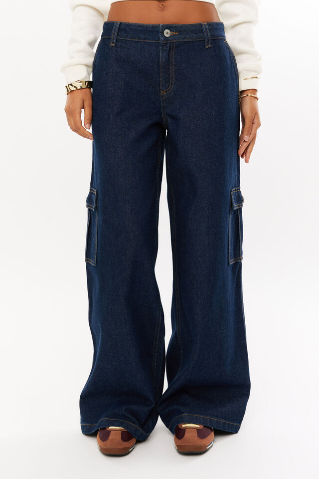 Low Rise Cargo Jean, OXFORD BLUE