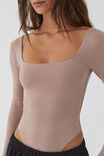 Luxe Square Neck Long Sleeve Bodysuit, TOFFEE TAUPE - alternate image 4