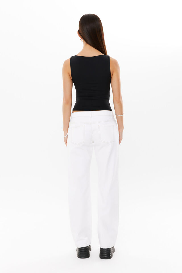 Super Smooth Ruched Tank, BLACK