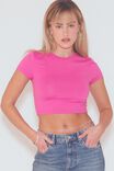 Luxe Cropped Short Sleeve Top, MOODY MAGENTA - alternate image 2