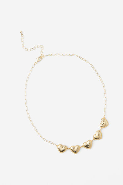Farrah Charm Necklace, GOLD/MULTI HEART