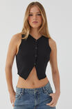 Gemma Knitted Button Through Vest, BLACK - alternate image 1