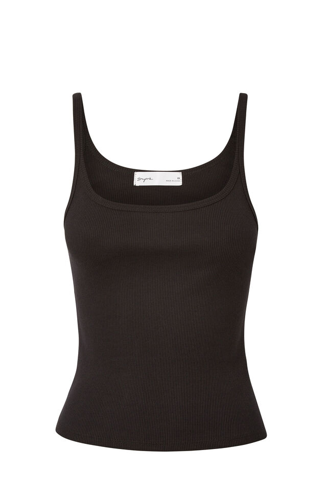 Paris Scoop Neck Tank, BLACK