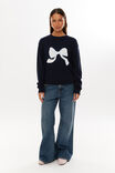 Bambie Crew Jumper, MIDNIGHT NAVY/BOW - alternate image 5