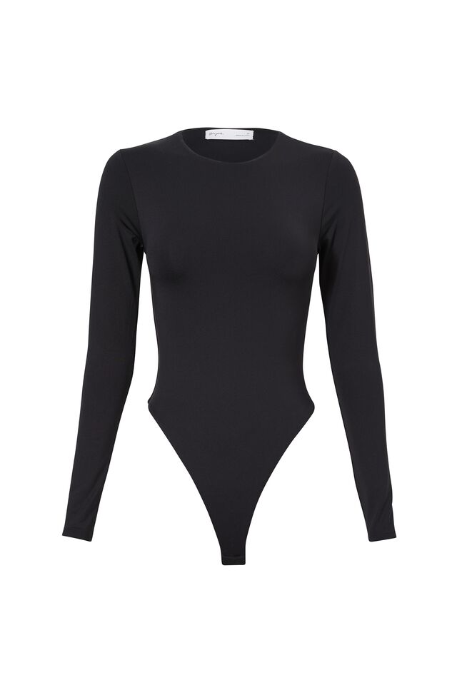 Luxe Long Sleeve Bodysuit, BLACK