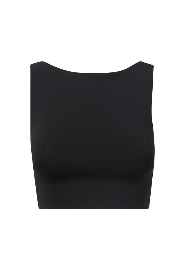 Luxe Low Back Crop Top, BLACK