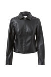 Gracie Collared Faux Leather Jacket, BLACK - alternate image 6