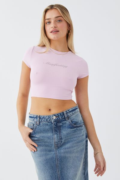 Paula Luxe Graphic T Shirt, COSMOS PINK/MANIFESTING