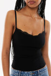 Sophia Lace Trim Cami, BLACK - alternate image 4