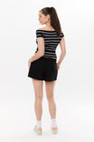 Bianca Off Shoulder Top, BLACK/WHITE STRIPE - alternate image 3