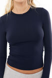 Luxe Long Sleeve Longline Tee, NAVY LEAGUE - alternate image 4