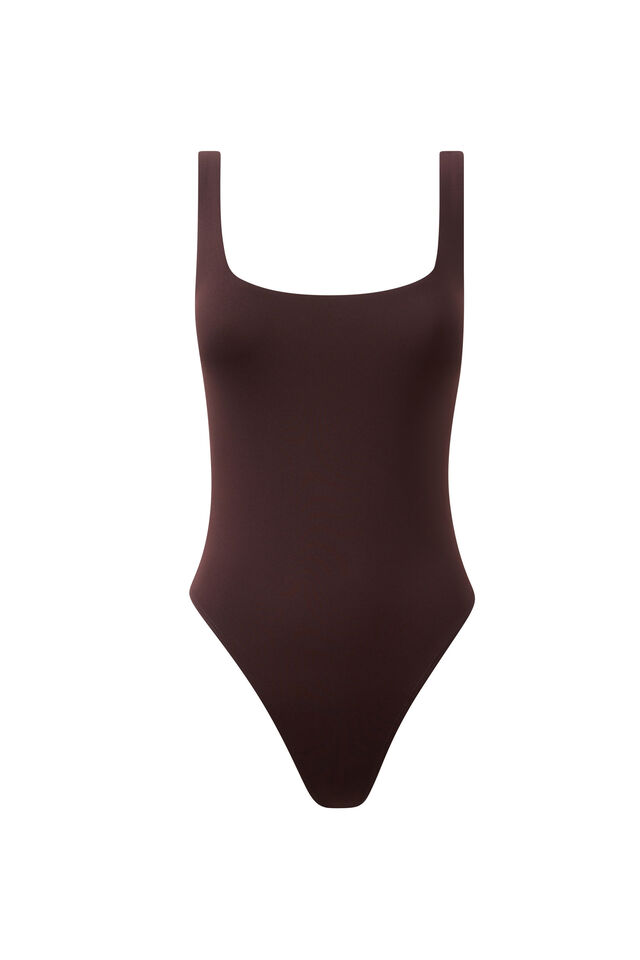 Luxe Square Scoop Bodysuit, CHOC CHERRY