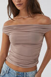 Soft Ruched Off The Shoulder Top, TOFFEE TAUPE - alternate image 5