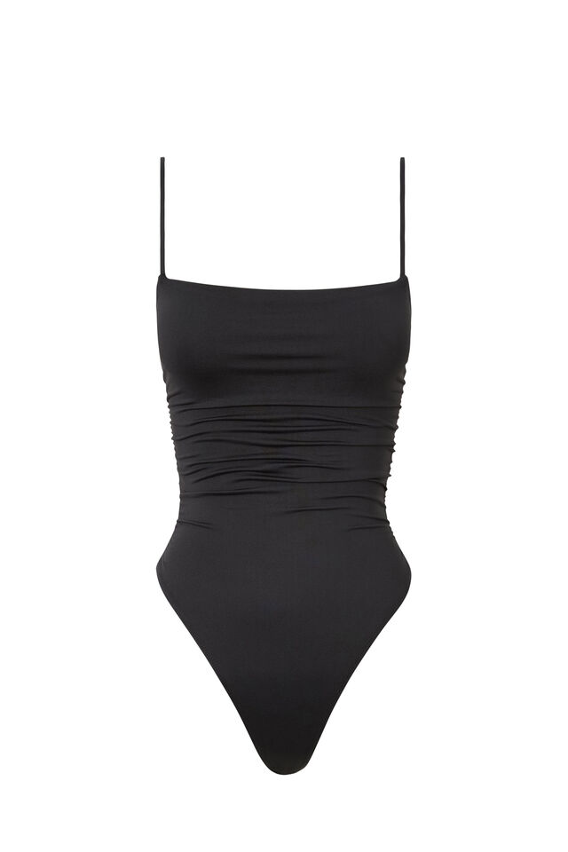 Luxe Ruched Bodysuit, BLACK